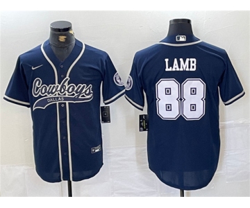 Men's Dallas Cowboys #88 CeeDee Lamb Navy Cool Base Baseball Stitched Jersey