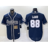 Men's Dallas Cowboys #88 CeeDee Lamb Navy Cool Base Stitched Baseball Jerseys