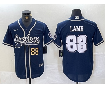 Men's Dallas Cowboys #88 CeeDee Lamb Navy Cool Base Stitched Baseball Jerseys