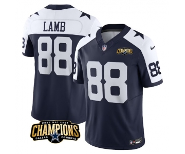 Men's Dallas Cowboys #88 CeeDee Lamb Navy White 2023 F.U.S.E. NFC East Champions Patch Football Stitched Jersey