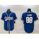 Men's Dallas Cowboys #88 CeeDee Lamb Royal With Patch Cool Base Stitched Baseball Jersey