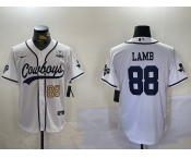 Men's Dallas Cowboys #88 CeeDee Lamb White 2022 Olive Salute To Service Cool Base Stitched Baseball Jersey