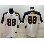 Men's Dallas Cowboys #88 CeeDee Lamb White Gold Edition With 1960 Patch Limited Stitched Football Jersey