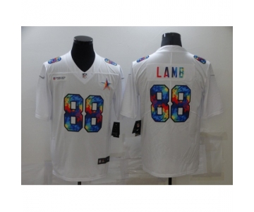 Men's Dallas Cowboys #88 CeeDee Lamb White Rainbow Version Nike Limited Jersey