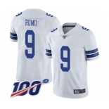 Men's Dallas Cowboys #9 Tony Romo White Vapor Untouchable Limited Player 100th Season Football Jersey