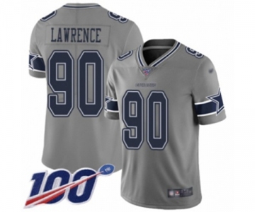 Men's Dallas Cowboys #90 DeMarcus Lawrence Limited Gray Inverted Legend 100th Season Football Jersey