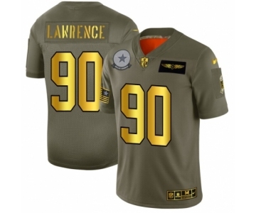 Men's Dallas Cowboys #90 DeMarcus Lawrence Limited Olive Gold 2019 Salute to Service Football Jersey