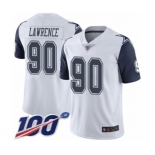 Men's Dallas Cowboys #90 DeMarcus Lawrence Limited White Rush Vapor Untouchable 100th Season Football Jersey