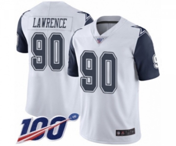 Men's Dallas Cowboys #90 DeMarcus Lawrence Limited White Rush Vapor Untouchable 100th Season Football Jersey