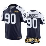 Men's Dallas Cowboys #90 DeMarcus Lawrence Navy White 2023 F.U.S.E. NFC East Champions Patch Football Stitched Jersey