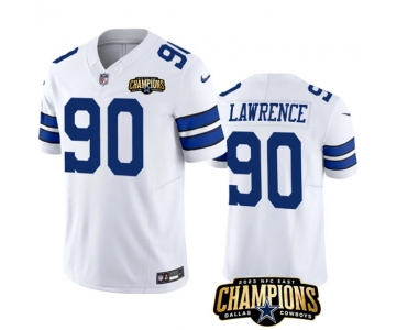 Men's Dallas Cowboys #90 DeMarcus Lawrence White 2023 F.U.S.E. NFC East Champions Patch Football Stitched Jersey