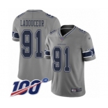 Men's Dallas Cowboys #91 L. P. Ladouceur Limited Gray Inverted Legend 100th Season Football Jersey