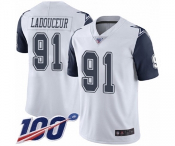 Men's Dallas Cowboys #91 L. P. Ladouceur Limited White Rush Vapor Untouchable 100th Season Football Jersey