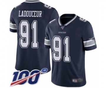 Men's Dallas Cowboys #91 L. P. Ladouceur Navy Blue Team Color Vapor Untouchable Limited Player 100th Season Football Jersey