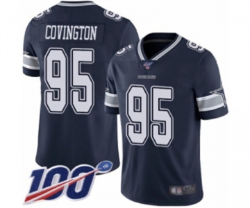 Men's Dallas Cowboys #95 Christian Covington Navy Blue Team Color Vapor Untouchable Limited Player 100th Season Football Jersey