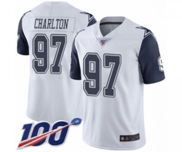 Men's Dallas Cowboys #97 Taco Charlton Limited White Rush Vapor Untouchable 100th Season Football Jersey