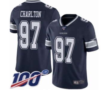 Men's Dallas Cowboys #97 Taco Charlton Navy Blue Team Color Vapor Untouchable Limited Player 100th Season Football Jersey