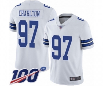 Men's Dallas Cowboys #97 Taco Charlton White Vapor Untouchable Limited Player 100th Season Football Jersey