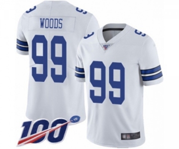 Men's Dallas Cowboys #99 Antwaun Woods White Vapor Untouchable Limited Player 100th Season Football Jersey