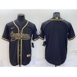 Men's Dallas Cowboys Black Gold With Patch Cool Base Stitched Baseball Jersey