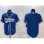 Men's Dallas Cowboys Blank Light Blue Stitched Cool Base Nike Baseball Jersey