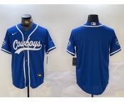 Men's Dallas Cowboys Blank Light Blue Stitched Cool Base Nike Baseball Jersey