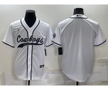 Men's Dallas Cowboys Blank White Stitched MLB Cool Base Nike Baseball Jersey