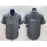 Men's Dallas Cowboys Grey Gridiron Team Big Logo Cool Base Stitched Baseball Jersey