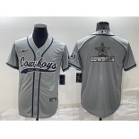 Men's Dallas Cowboys Grey Team Big Logo With Patch Cool Base Stitched Baseball Jerse