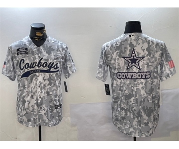 Men's Dallas Cowboys Team Big Logo 2024 Arctic Camo Salute To Service Stitched Baseball Jerseys