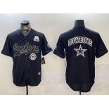 Men's Dallas Cowboys Team Big Logo Black With Patch Cool Base Stitched Baseball Jersey