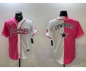 Men's Dallas Cowboys big logo Red White With Patch Cool Base Stitched Baseball Jerseys