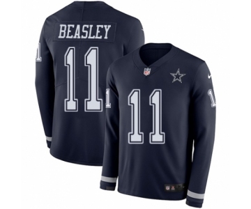 Men's Nike Dallas Cowboys #11 Cole Beasley Limited Navy Blue Therma Long Sleeve NFL Jersey