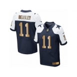 Men's Nike Dallas Cowboys #11 Cole Beasley  Navy Gold Throwback Alternate NFL Jersey