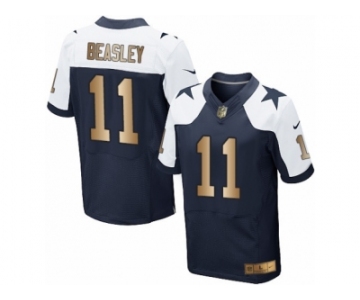 Men's Nike Dallas Cowboys #11 Cole Beasley  Navy Gold Throwback Alternate NFL Jersey