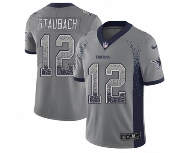 Men's Nike Dallas Cowboys #12 Roger Staubach Limited Gray Rush Drift Fashion NFL Jersey