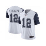 Men's Nike Dallas Cowboys #12 Roger Staubach White Stitched NFL Limited Rush Jersey