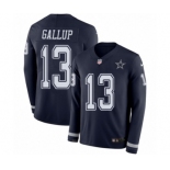 Men's Nike Dallas Cowboys #13 Michael Gallup Limited Navy Blue Therma Long Sleeve NFL Jersey