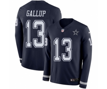 Men's Nike Dallas Cowboys #13 Michael Gallup Limited Navy Blue Therma Long Sleeve NFL Jersey