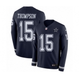 Men's Nike Dallas Cowboys #15 Deonte Thompson Limited Navy Blue Therma Long Sleeve NFL Jersey