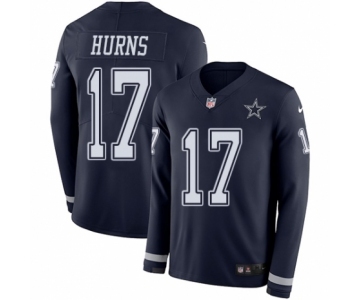 Men's Nike Dallas Cowboys #17 Allen Hurns Limited Navy Blue Therma Long Sleeve NFL Jersey