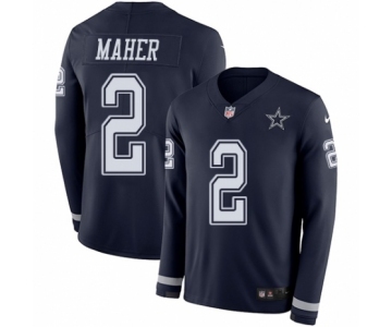 Men's Nike Dallas Cowboys #2 Brett Maher Limited Navy Blue Therma Long Sleeve NFL Jersey