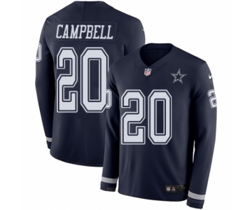 Men's Nike Dallas Cowboys #20 Ibraheim Campbell Limited Navy Blue Therma Long Sleeve NFL Jersey