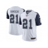 Men's Nike Dallas Cowboys #21 Deion Sanders White Stitched NFL Limited Rush Jersey