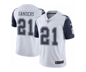 Men's Nike Dallas Cowboys #21 Deion Sanders White Stitched NFL Limited Rush Jersey