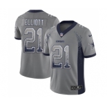 Men's Nike Dallas Cowboys #21 Ezekiel Elliott Limited Grey Rush Drift Fashion NFL Jersey