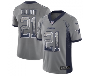 Men's Nike Dallas Cowboys #21 Ezekiel Elliott Limited Grey Rush Drift Fashion NFL Jersey