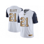 Men's Nike Dallas Cowboys #21 Ezekiel Elliott Limited White Gold Rush NFL Jersey