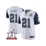 Men's Nike Dallas Cowboys #21 Ezekiel Elliott Limited White Rush Super Bowl LI NFL Jersey