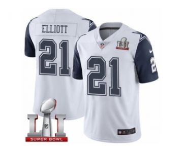 Men's Nike Dallas Cowboys #21 Ezekiel Elliott Limited White Rush Super Bowl LI NFL Jersey